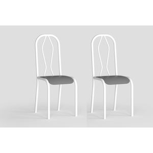 Conjunto 2 Cadeiras Ceci Art Panta Tubo Aço Branco Ass/Cinza
