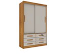 Ver imagem 1 de Guarda Roupa Casal Chicago 2 Portas 6 Gavetas S/Espelho Tcil Cinamomo/Off White
