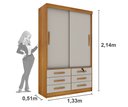 Ver imagem 4 de Guarda Roupa Casal Chicago 2 Portas 6 Gavetas S/Espelho Tcil Cinamomo/Off White