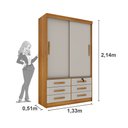 Ver imagem 4 de Guarda Roupa Casal Chicago 2 Portas 6 Gavetas S/Espelho Tcil Cinamomo/Off White