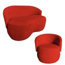 Ver imagem 1 de Kit Namoradeira + Poltrona Decorativa Beatriz Orgânica Couro Vermelho