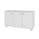 Ver imagem 3 de Balcão Aparador 90x53,5cm com 3 Portas e 4 Rodízios Branco BHO25