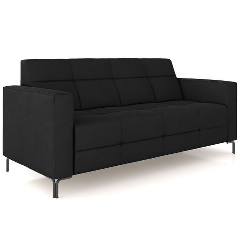 Sofá 3 Lugares Sala Living Industrial 180cm Senna K01 Veludo Preto - Lyam Decor