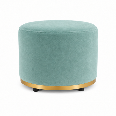 Puff Redondo Infantil - Banquinho Decorativo para Quarto Brinquedoteca - Espaço Kids Verde Agua