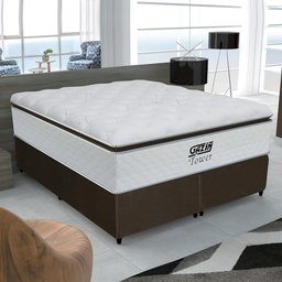 Cama Box Queen Colchão Gazin de Molas Pocket Ensacadas Tower 158x198x72cm Branco / Marrom - 1
