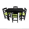 Jogo De Mesa De Madeira Fixo Paulista 120X70 Preto Com 4 Cadeiras Estofado Verde Preto - 1
