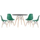 Ver imagem 1 de Kit - Mesa Eames 100 Cm Preto + 4 Cadeiras Eames Dsw Verde Escuro Mesa Preto com Cadeiras Verde