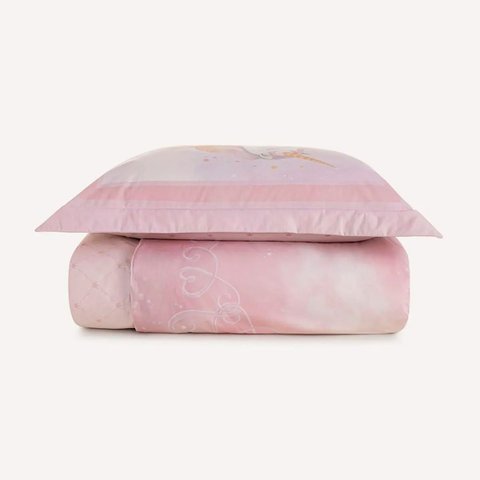 Colcha Infantil Solteiro com Porta-travesseiro Karsten 200 Fios Princesinha