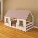 Ver imagem 1 de Cama Montessoriano Casinha Encantada Madeira Maciça Branco/Rosa | Housin
