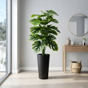 5 Costelas de Adão Artificial Grande Toque Realista Planta Decorativa para Sala e Jardim Interno