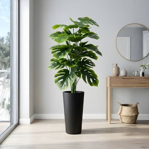 5 Costelas de Adão Artificial Grande Toque Realista Planta Decorativa para Sala e Jardim Interno