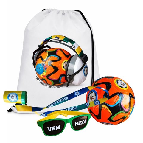 Kit Completo Torcedor Brasil com Bola Buzina e Oculos Hexa