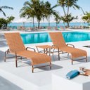 Ver imagem 1 de Kit 2 Espreguiçadeiras Corda Náutica e Mesa Garden em Alumínio para Piscina Edícula Catar Laranja/Terracota