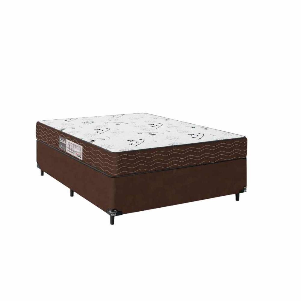 Cama Box Casal + Colchão D33 One Face - Suede Marrom