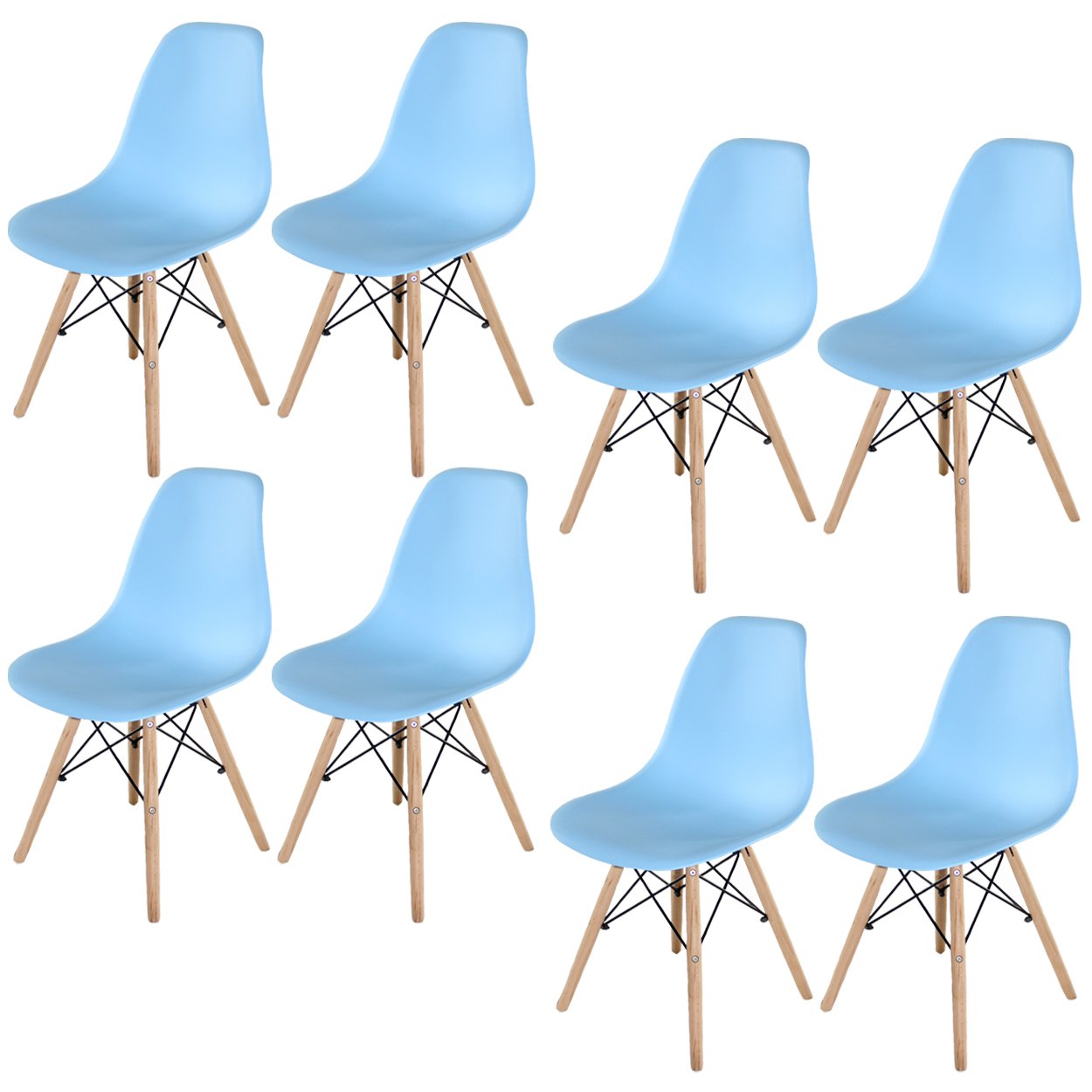 Kit 8 Cadeiras Eames Eifell 130Pp Cor: Azul