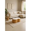 Ver imagem 1 de Puff Feijão Bouclé Design Curvo Sofisticado para Sala Corino e Bouclé Estilo e Conforto