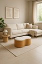 Ver imagem 1 de Puff Feijão Bouclé Design Curvo Sofisticado para Sala Corino e Bouclé Estilo e Conforto