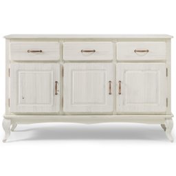 Balcão Buffet de Madeira com 3 Portas e 3 Gavetas Branco Envelhecido - 3
