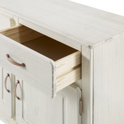 Balcão Buffet de Madeira com 3 Portas e 3 Gavetas Branco Envelhecido - 6