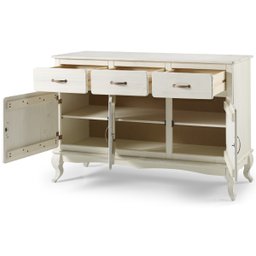 Balcão Buffet de Madeira com 3 Portas e 3 Gavetas Branco Envelhecido - 4