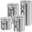 Ver imagem 1 de Kit 4 Potes Porta Mantimentos Inox Hermetico