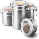 Ver imagem 2 de Kit 4 Potes Porta Mantimentos Inox Hermetico