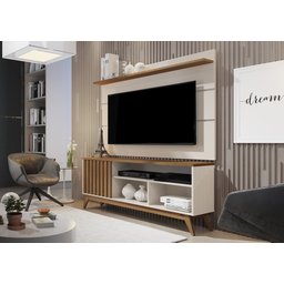 Rack + Painel 1,36 P/ TV 50" Malbec Giga- Off White / Ripado - 2