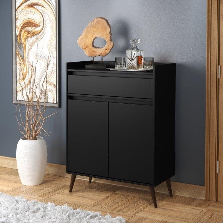 Buffet Aparador Órus 2 Portas + Gaveta Retrô Preto Black EJ - 2