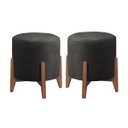 Ver imagem 2 de Kit 2 Puff Decorativo para Sala Redondo Luxo Roma Corino:preto
