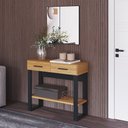 Ver imagem 1 de Aparador em Estilo Industrial 89,5cm com 2 Gavetas e Prateleira F31 Pradel Móveis-freijó/preto Fosco