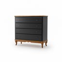 Ver imagem 1 de Cômoda Pés Luiz Xv Clássica 4 Gavetas Quarto Preto - Imbuia