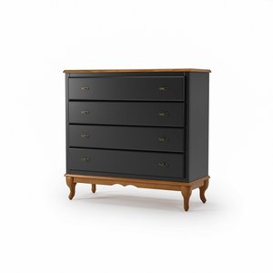 Cômoda Pés Luiz Xv Clássica 4 Gavetas Quarto Preto - Imbuia