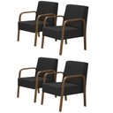 Ver imagem 1 de Kit 4 Poltronas Decorativas 1 Lugar Jade Braço Madeira D Salla Suede Preto