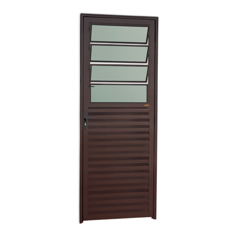 Porta Alumínio Basculante 80 Esq L25 V.Boreal Marrom Corten Brimak
