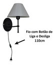 Ver imagem 2 de Arandela de Parede em Alumínio e Cúpula de Algodão para Sala, Quarto Cabeceira de Cama - Preto e Cúp