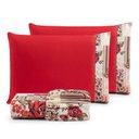 Ver imagem 1 de Jogo de Lençol King 3 Peças 180 Fios Algodão Estampado:floral-vermelho