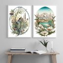 Ver imagem 2 de Kit 2 Quadros Decorativos Aquarelas Muçulmanas 45x34cm - com Vidro:madeira Branca