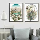 Ver imagem 1 de Kit 2 Quadros Decorativos Aquarelas Muçulmanas 45x34cm - com Vidro:madeira Branca