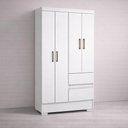 Ver imagem 1 de Guarda Roupa Casal 4 Portas de Bater 2 Gavetas MDP Branco Aramóveis 100cm