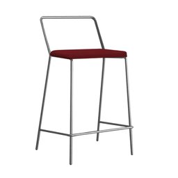 Kit 07 Banqueta Alta Com Encosto Mili Industrial Cozinha Bistrô Ferro Prata Suede Vermelho - Amey De - 4