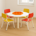 Ver imagem 1 de Jogo de Mesa Infantil Redonda com Organizador e com 4 Cadeiras Coloridas Resistentes