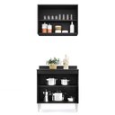 Ver imagem 4 de Kit Armário Aéreo e Balcão de Cozinha Lavanderia 02 Portas Loren 80 cm - D’Rossi Preto e Cinz