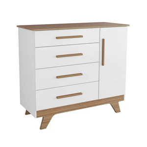 Cômoda Infantil Retrô Peroba em 100% Mdf Branco com Carvalho