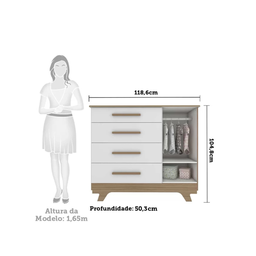 Cômoda Infantil Retrô Peroba em 100% Mdf Branco com Carvalho - 3