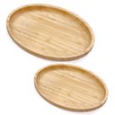 Ver imagem 1 de Kit 2 Bandejas de Bambu 23cm e 28cm Servir Decorar Petisqueira Travessa Oval Plasvale
