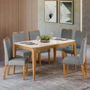 Ver imagem 2 de Conjunto Sala de Jantar Mesa Aurea 160x90 6 Cadeiras Anitta Ype/off White/linho Cinza Claro
