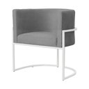 Ver imagem 2 de Poltrona Luana Suede Cinza Base Branca Sala Luxo - Fm