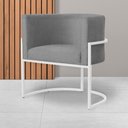 Ver imagem 6 de Poltrona Luana Suede Cinza Base Branca Sala Luxo - Fm