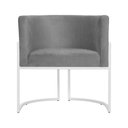 Ver imagem 3 de Poltrona Luana Suede Cinza Base Branca Sala Luxo - Fm