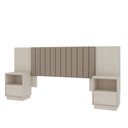 Ver imagem 2 de Cabeceira Extensível (casal ou Queen) Liz com Mesa de Apoio e Capitone - Off White Robel Móveis Cabe